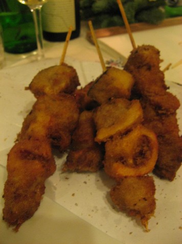 Spiedini di maiale melamzane e peperoni