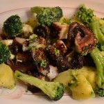 polipo arrostito con broccoli, patate e colatura di alici