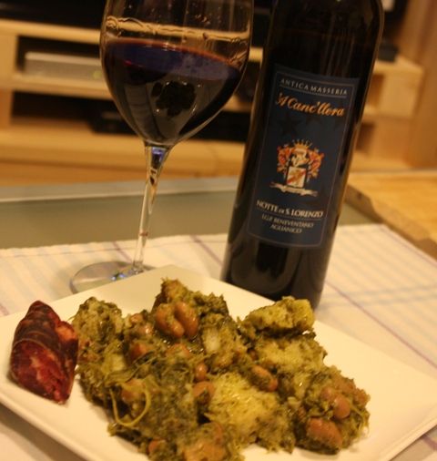 Pane raffermo con broccoli e fagioli, ottimo compagno per l'aglianico