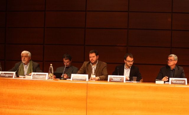 I curatori Gariglio e Giavedoni con Bolasco e Burdese