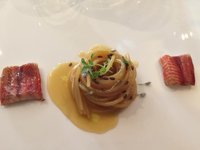 Francesco Sposito. Spaghettone all'anguilla laccata alla fragola