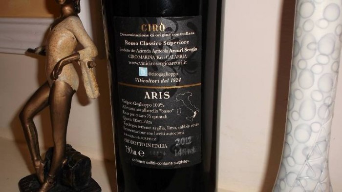 Controetichetta Aris Cirò Rosso Classico Superiore Doc 2012 Sergio Arcuri
