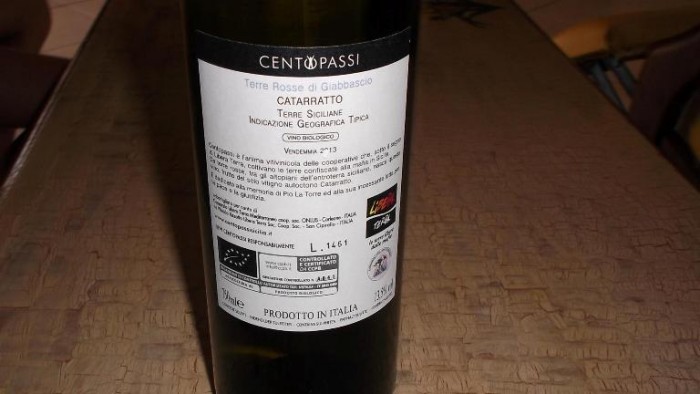 Controetichetta Catarratto Terre Rosse di Giabbascio Terre Siciliane Igt 2013 Centopassi