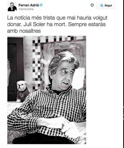 Il tweet di Ferran Adrià