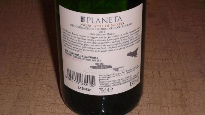 Controetichetta Moscato di Noto Doc 2014 Planeta