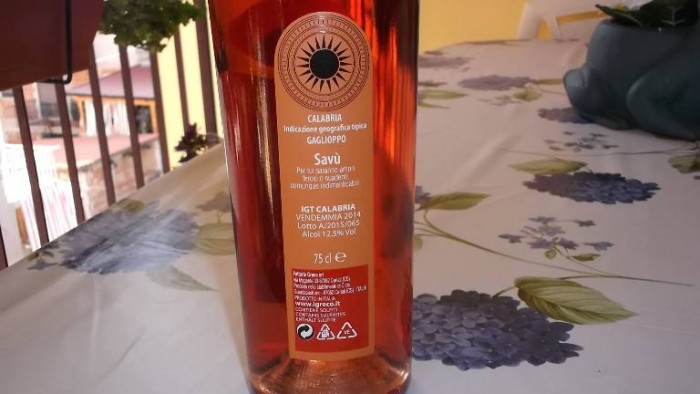 Controetichetta Savù Rosato Gaglioppo Calabria Igt 2014 IGreco