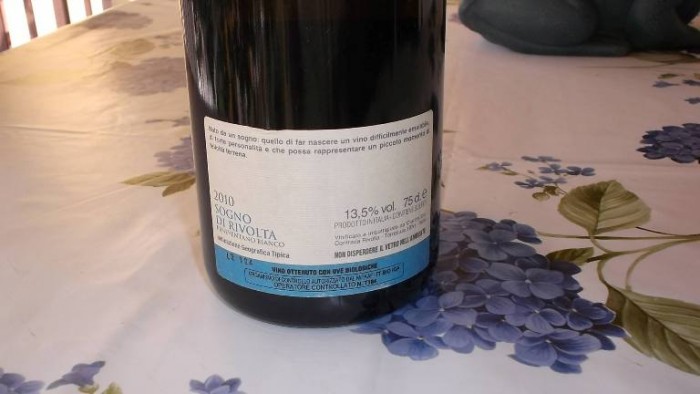 Controetichetta Sogno di Rivolta Beneventano Bianco Igt 2010 Fattoria La Rivolta