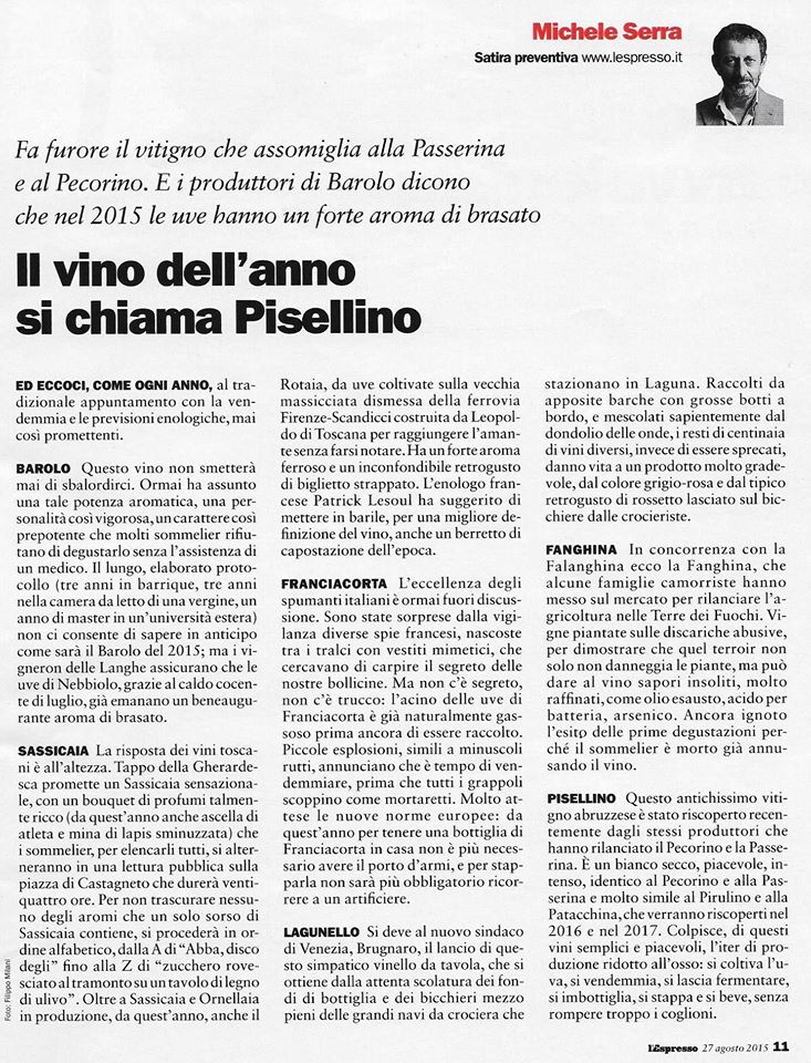 Michele Serra e il  vino italiano