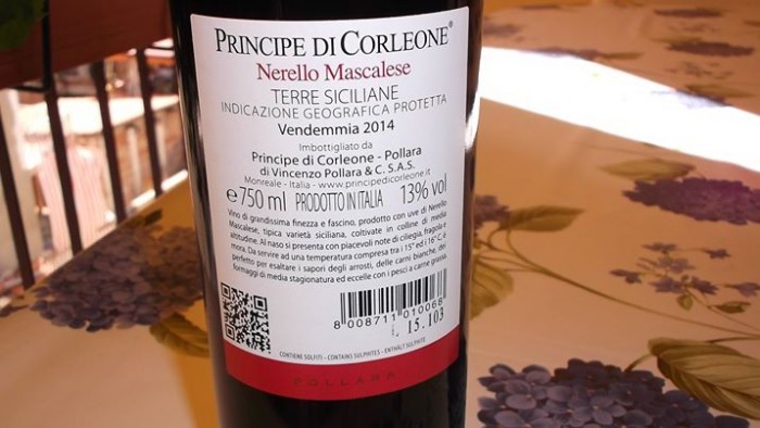 Controetichetta Nerello Mascalese Terre Siciliane Igp 2014 Principe di Corleone