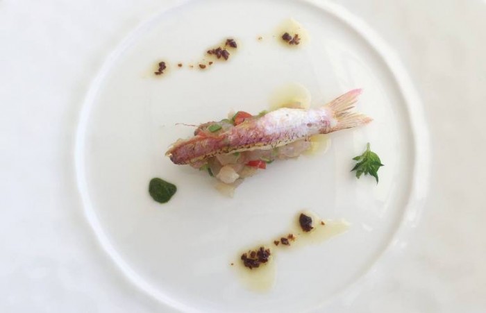 Mammà, triglia con fagiolini, pomodori secchi e zucca arrostita