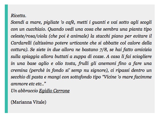 La ricetta spaghettoni agli anemoni spiegata da Marianna Vitale