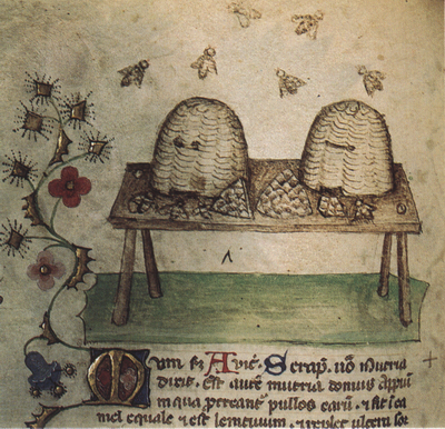 Una miniatura con api e miele
