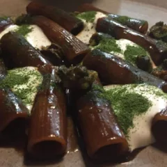 Osteria Fernanda a Roma, i rigatoni con lumache, bufala ed estratto di radici