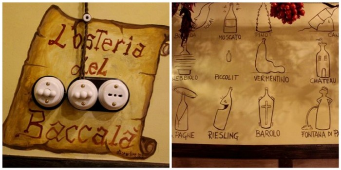 Osteria del Baccalà a Frosinone, caratteristica degli affreschi sulle pareti