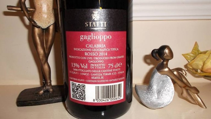 Controetichetta Gaglioppo Calabria Rosso 2014 Igt Statti