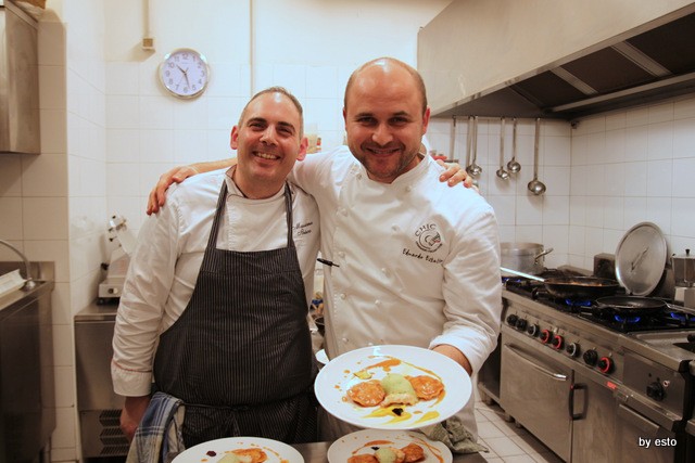 La Garçonne Restaurant & Music. Eduardo Estatico e Massimo Ibisco Ravioli, scampi, arancia ed alloro