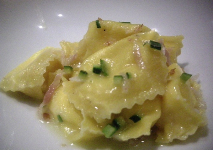 Ravioli alla carbonara di Heinz Beck (Foto Lorenza Vitali)