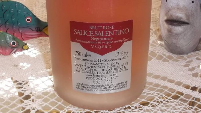 Controetichetta Spumante Brut Rosé Metodo Classico Five Roses Salice Salentino Doc 2015 Leone De Castris