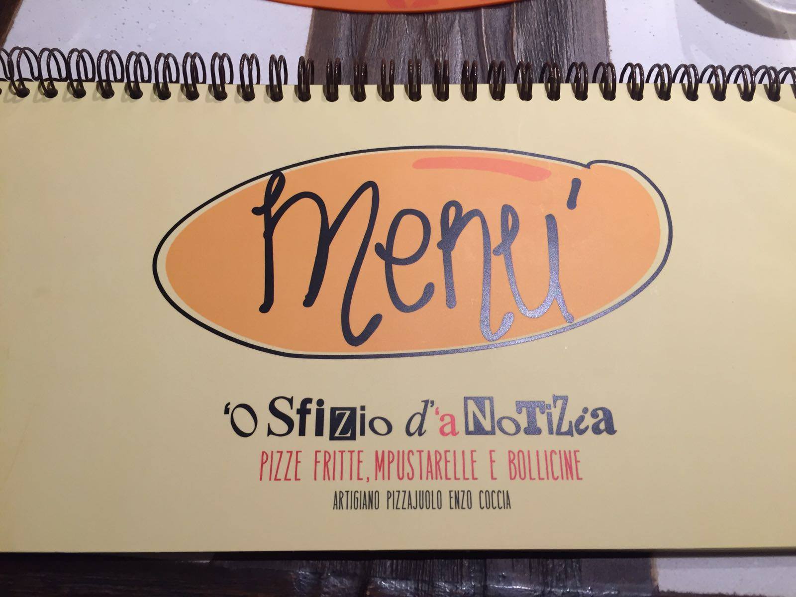 Enzo Coccia, menu