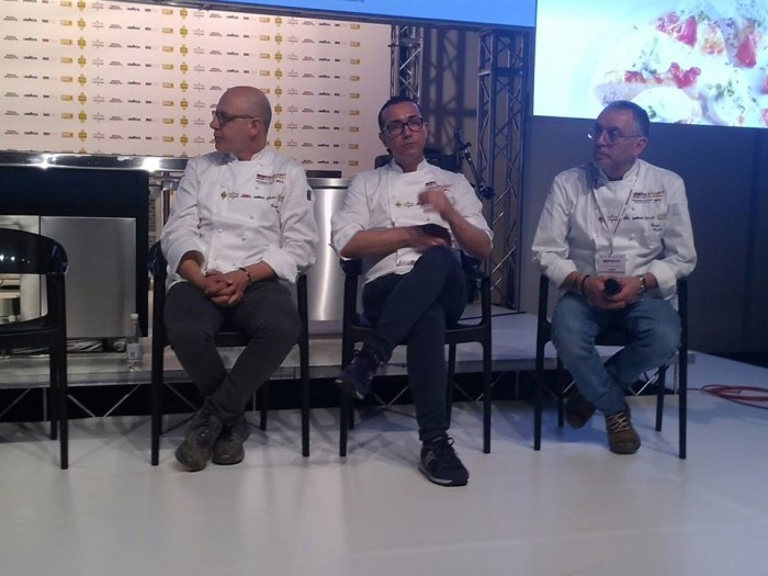 Identità Golose 2016, i tre pizzaioli napoletani da destra Franco Pepe, Gino Sorbillo e Enzo Coccia