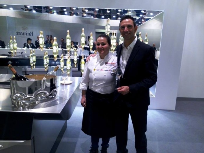 Identità di Champagne, la giovane  chef  di Dattilo Caterina Ceraudo, con lo Chef de Cave Ruinart Frèdèric Panaïotis