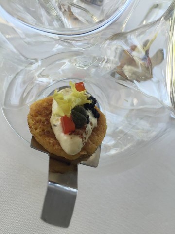 Gennaro Esposito, Pancake di mai con baccalà mantecato