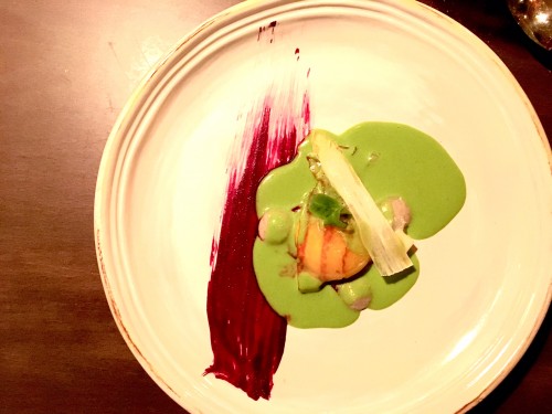 Millefoglie caramellizzato di foie gras, anguilla affumicata, mela verde 1995