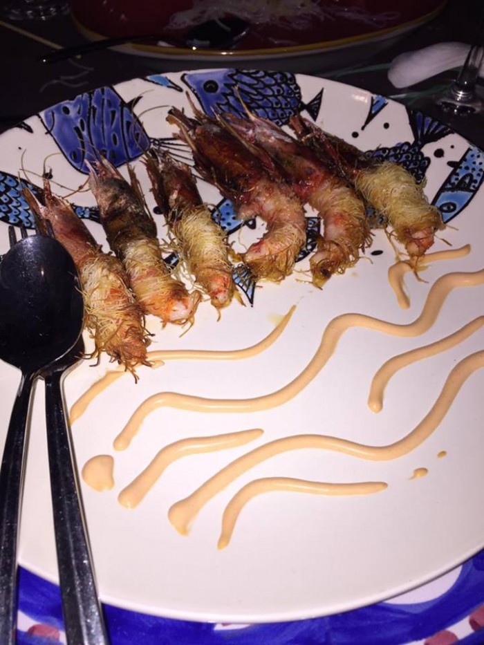 L’Orestorante, Gamberoni in pasta katajfi con maionese di riccio
