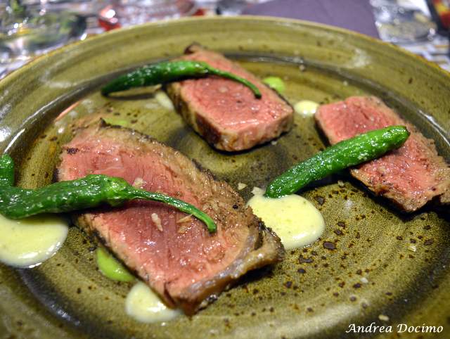 Da Gigione ci sta... Bruno Carilli! Tagliata di marchigiana, peperoncini verdi, accompagnati da crema ai peperoncini verdi e patate