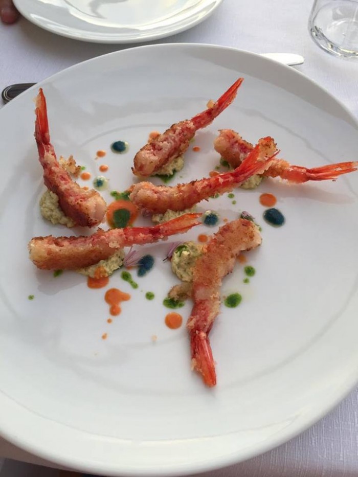 Gamberi rossi panati con salsa di avocado