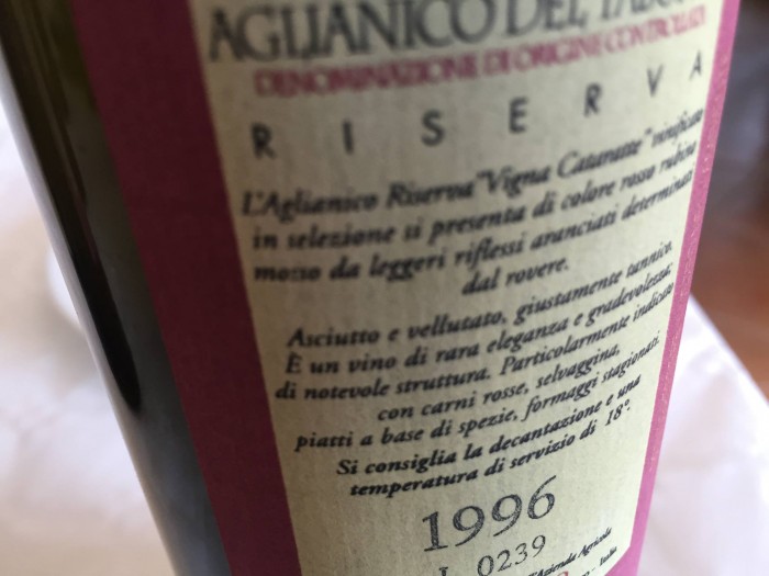 Aglianico Vigna Catarratte 1996