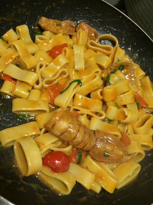 Cena sul Trabocco, Padellata di Pasta e Canocchie