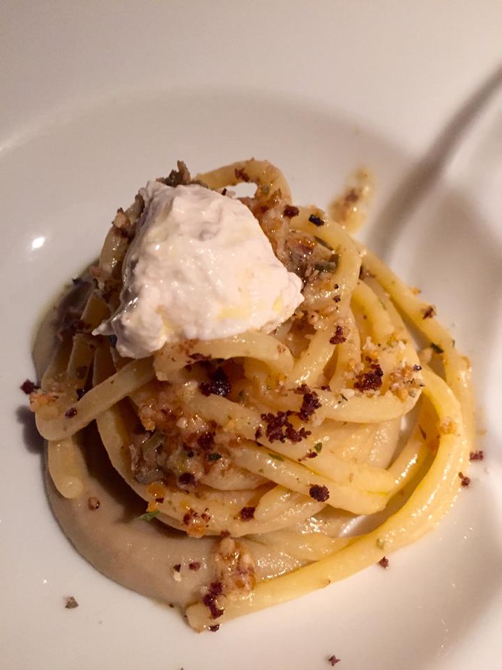 Le Calandre, Spaghetti di cacio vegetale con crema di melanzane arrostite