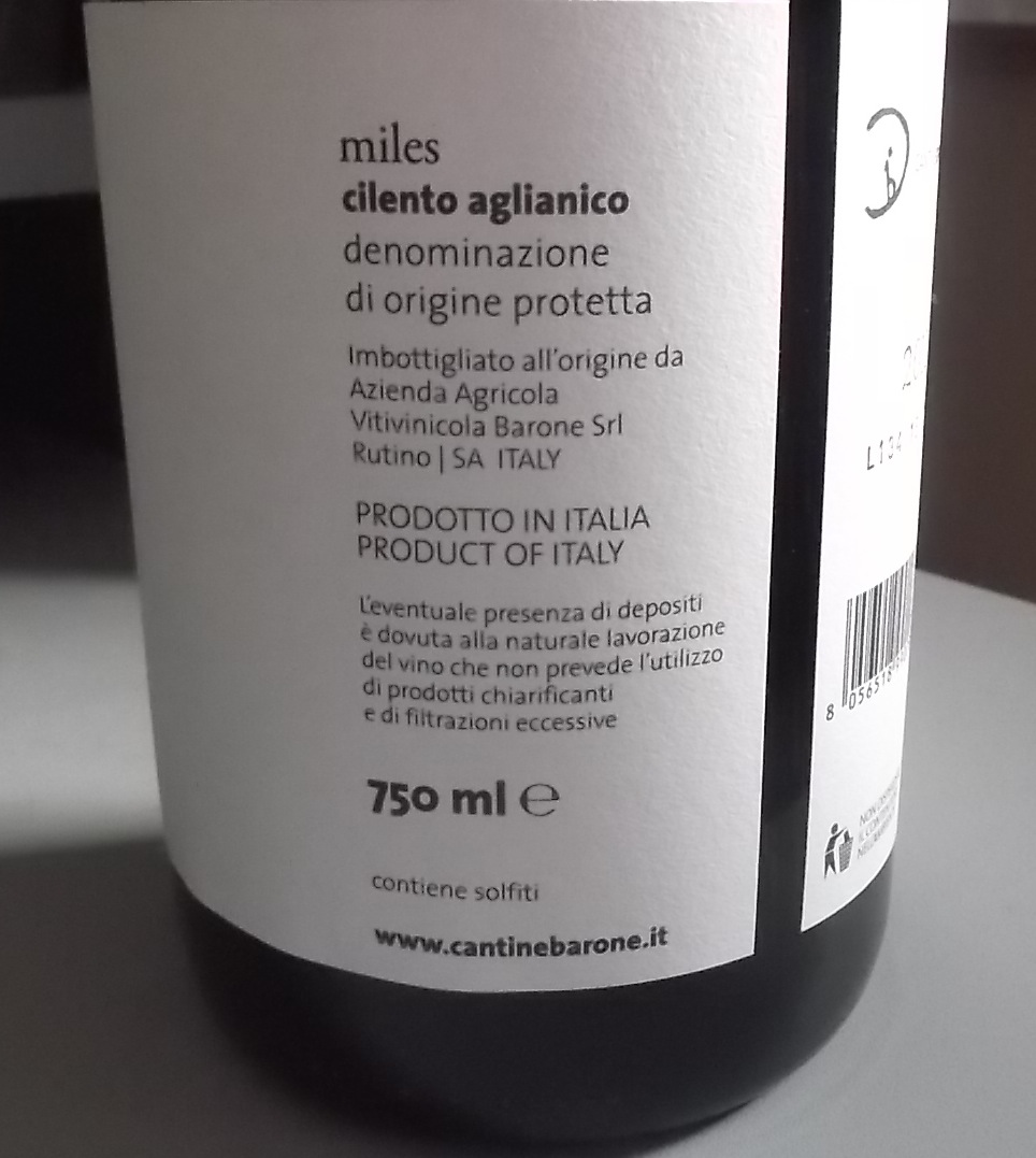 Miles Cilento Aglianico Dop 2012 Barone