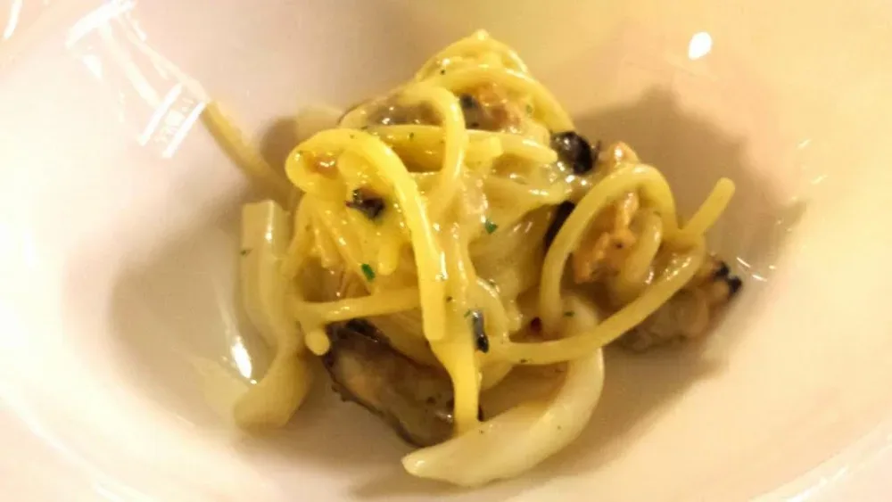 Pesce briaco, carbonara di mare