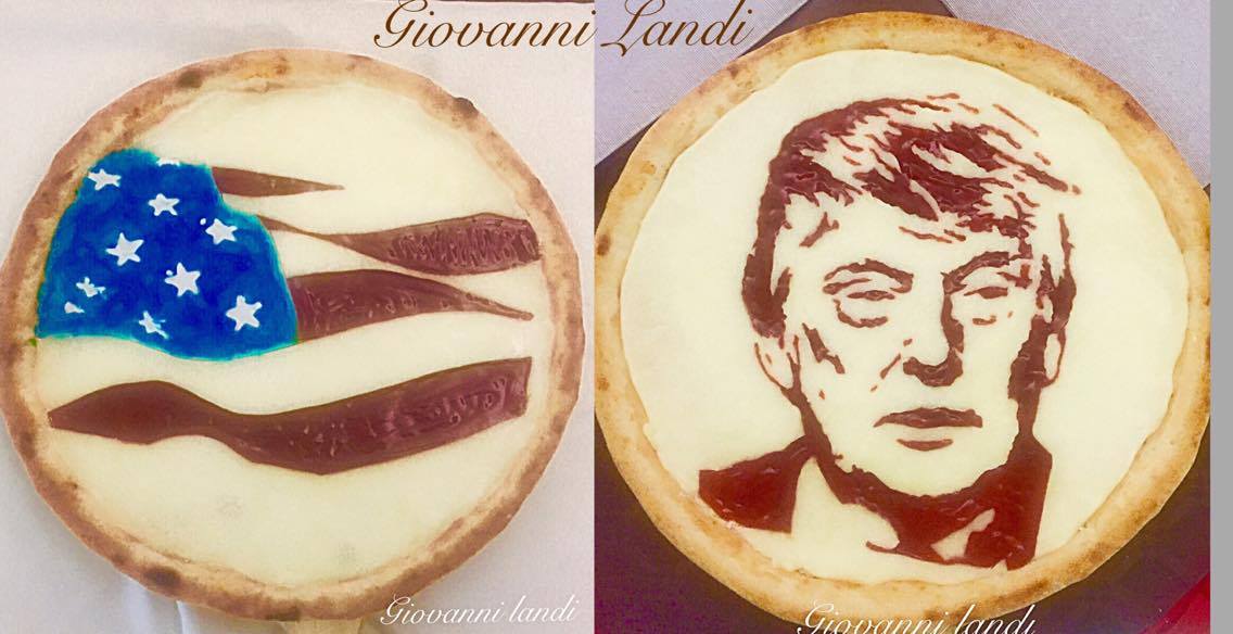 Giovanni Landi la pizza con Donald Trump