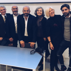 Professoressa Marisa Piccolo, Professor Sandro Castaldo, Pippo Montella socio storico Rossopomodoro , Franco Manna Presidente Rossopomodoro, Professoressa Karin Zaghi, Clelia Martino Responsabile Comunicazione e MKG, Jacopo Autieri Manager Rossopomodoro Milano e Vincenzo Capuano Pizzaiolo
