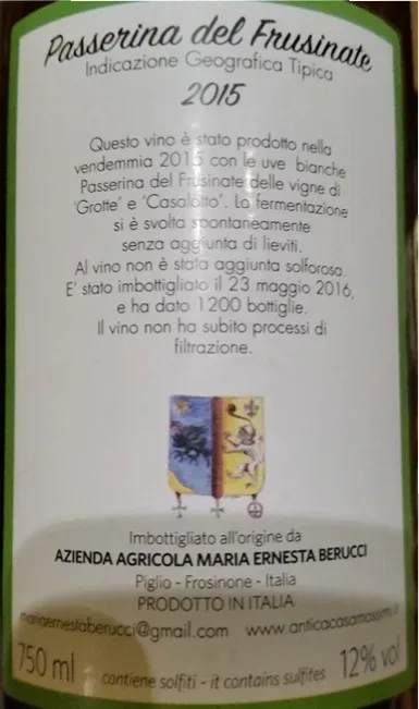 Passerina del Frusinate 2015