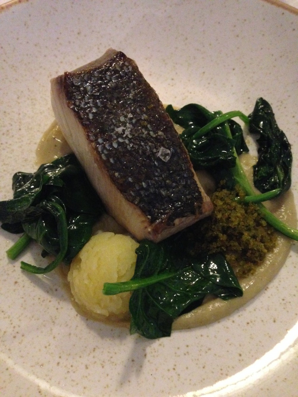 L’Oste e il Sacrestano, Filetto di Lampuga, carciofo e patata affumicata