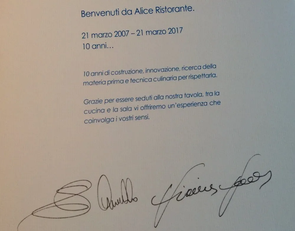 Alice, le firme in apertura, prima della mia