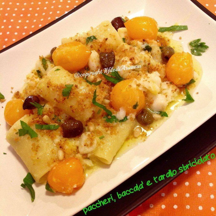 Paccheri con baccala' e tarallo sbriciolato