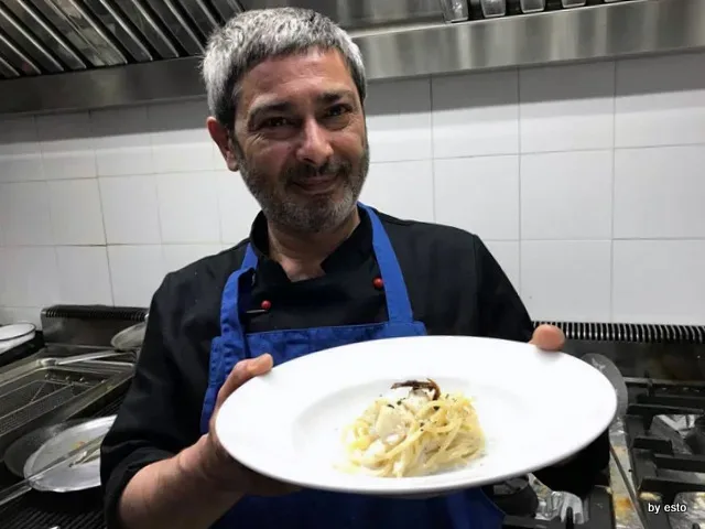 Don Baccala Paolo Galileo spaghettone baccala mantecato e pomodori secchi