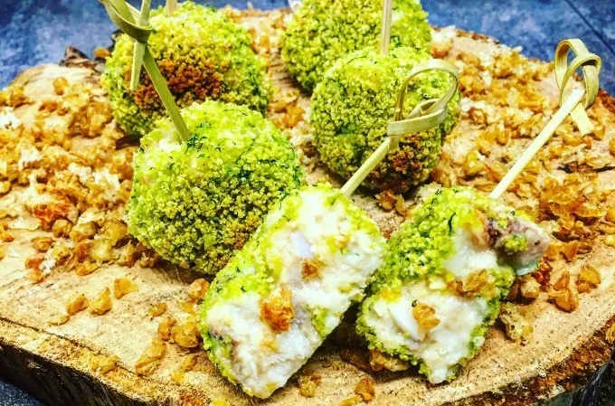 Crocchette di grano Chirico e baccala' in crosta di pane alle erbe