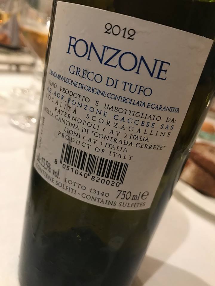 Greco di Tufo 2012, Fonzone