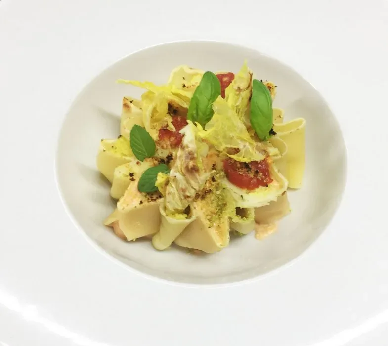 Ricotta di bufala e verza con pomodoro