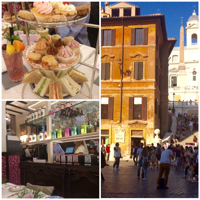 Babingtons Tea Rooms - Selezione di cup cake salati, sandwich e pasticcini, Babingtons a Piazza di Spagna, l'interno della sala da te'