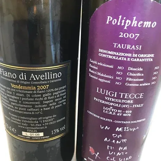 Pietramara Fiano e Poliphemo Taurasi 2007