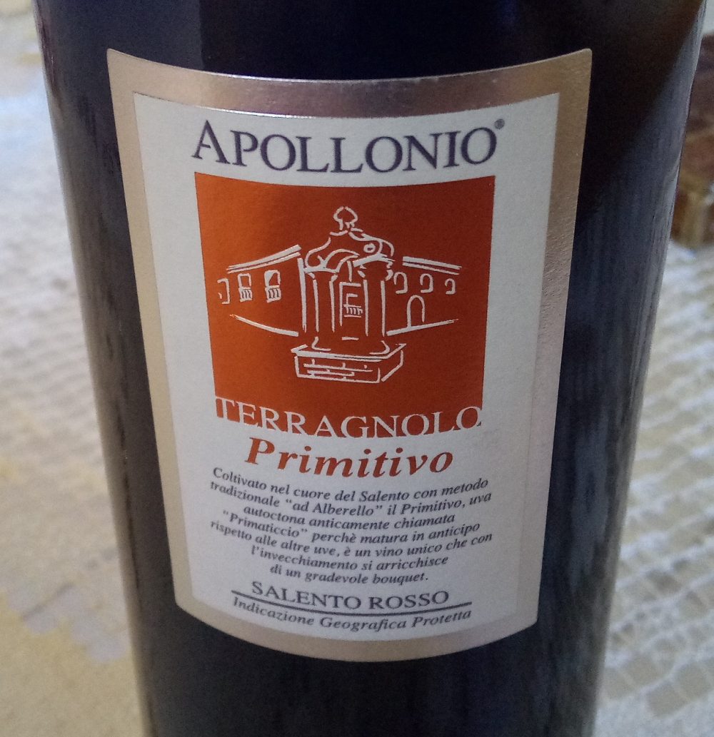 Terragnolo Primitivo Salento Rosso 2012 Apollonio