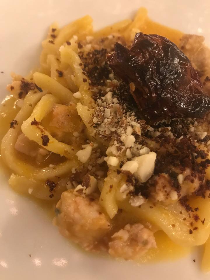 Antica Cantina Forentum, maccheronara con salsiccia e zucca