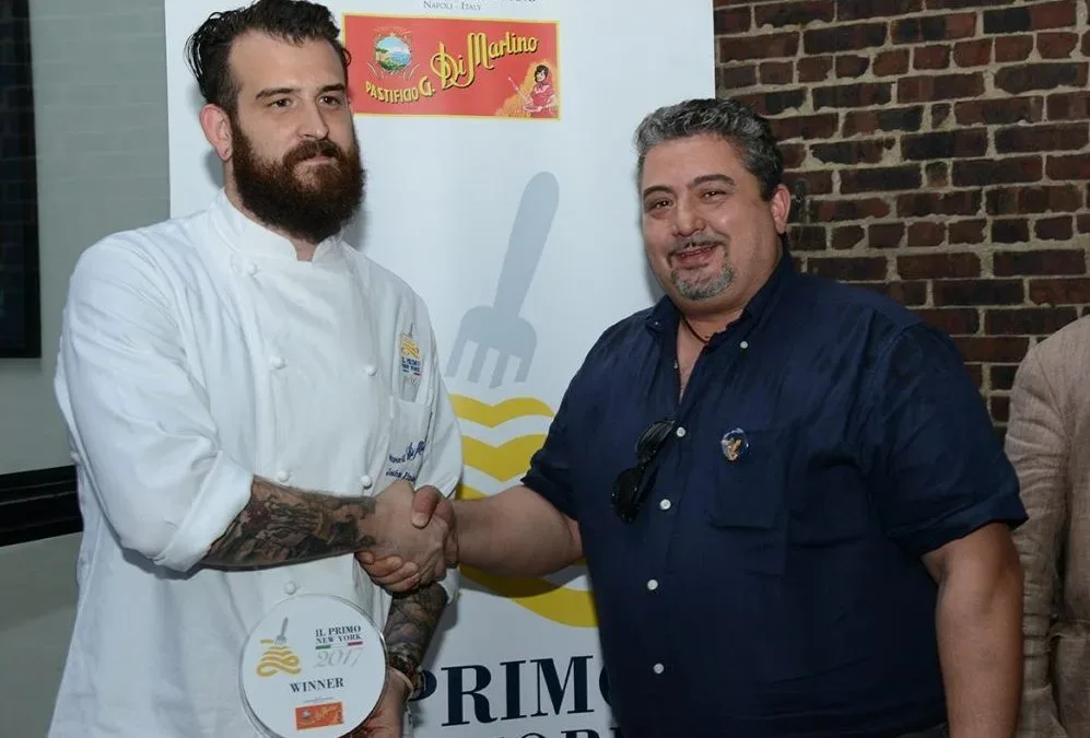 Lo chef Joshua Pinsky del ristorante Momofuku Nishi di New York con Giuseppe Di Martino, Amministratore Delegato del Gruppo Di Martino